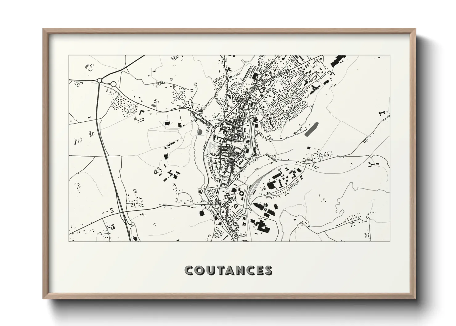 Une affiche de carte sur Coutances