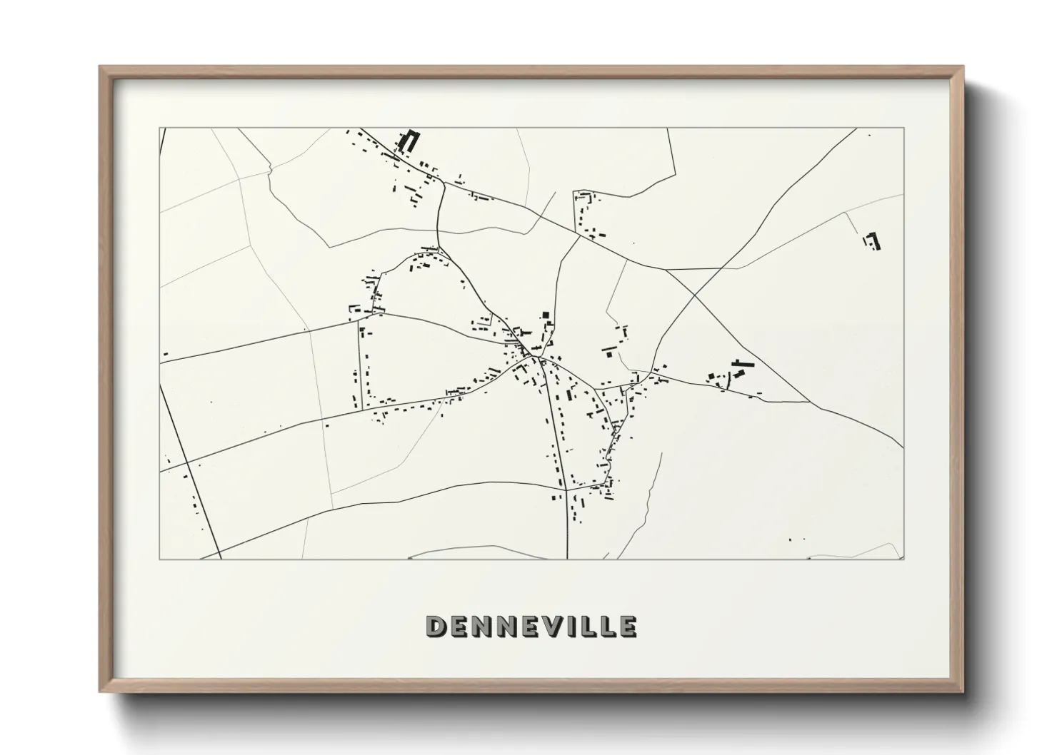 Une affiche de carte sur Denneville