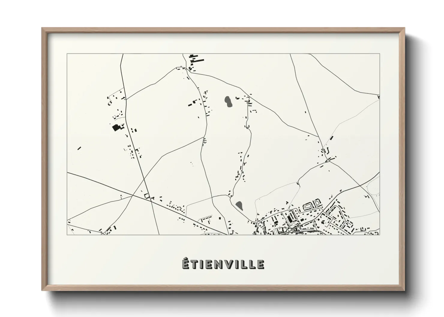 Une affiche de carte sur Étienville