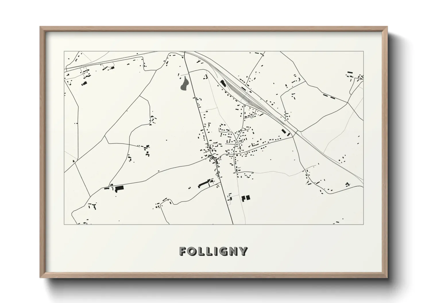 Une affiche de carte sur Folligny
