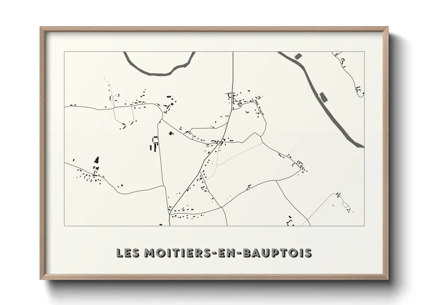 Une affiche de carte sur Les Moitiers-en-Bauptois