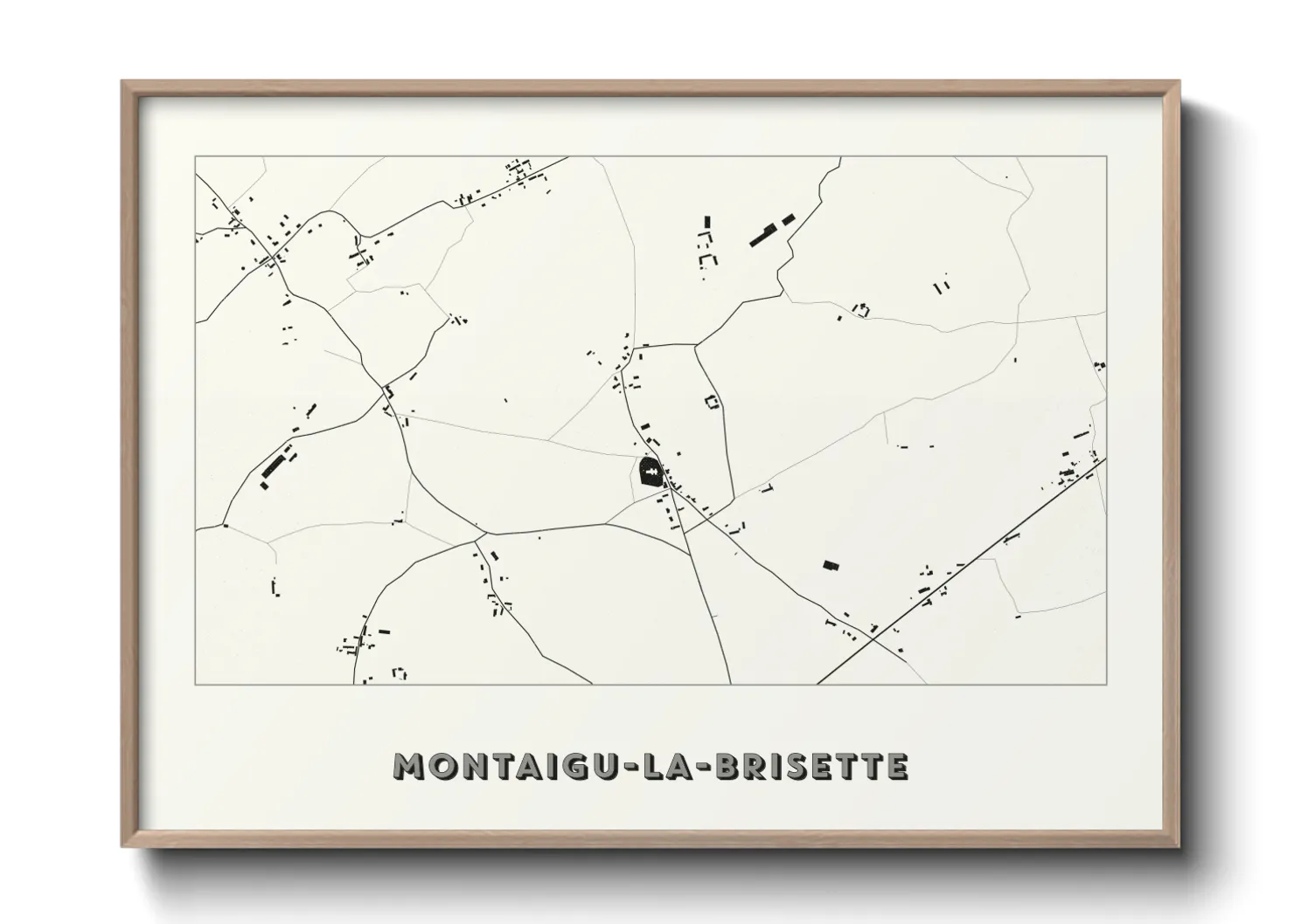 Une affiche de carte sur Montaigu-la-Brisette