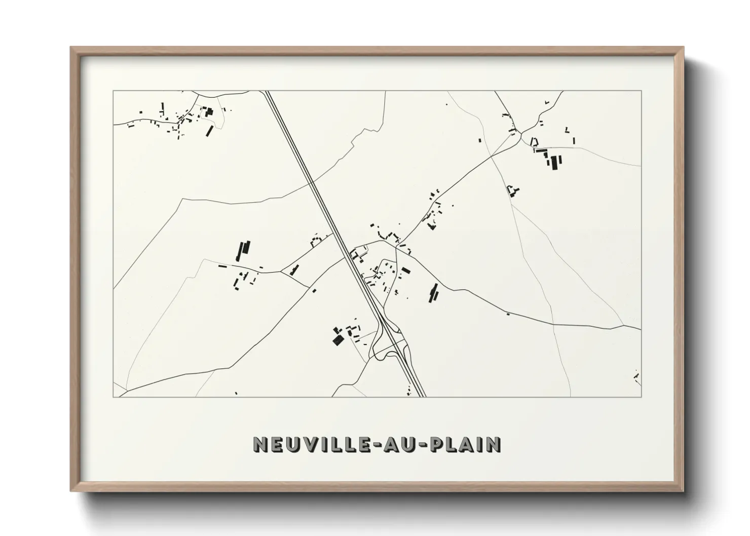 Une affiche de carte sur Neuville-au-Plain