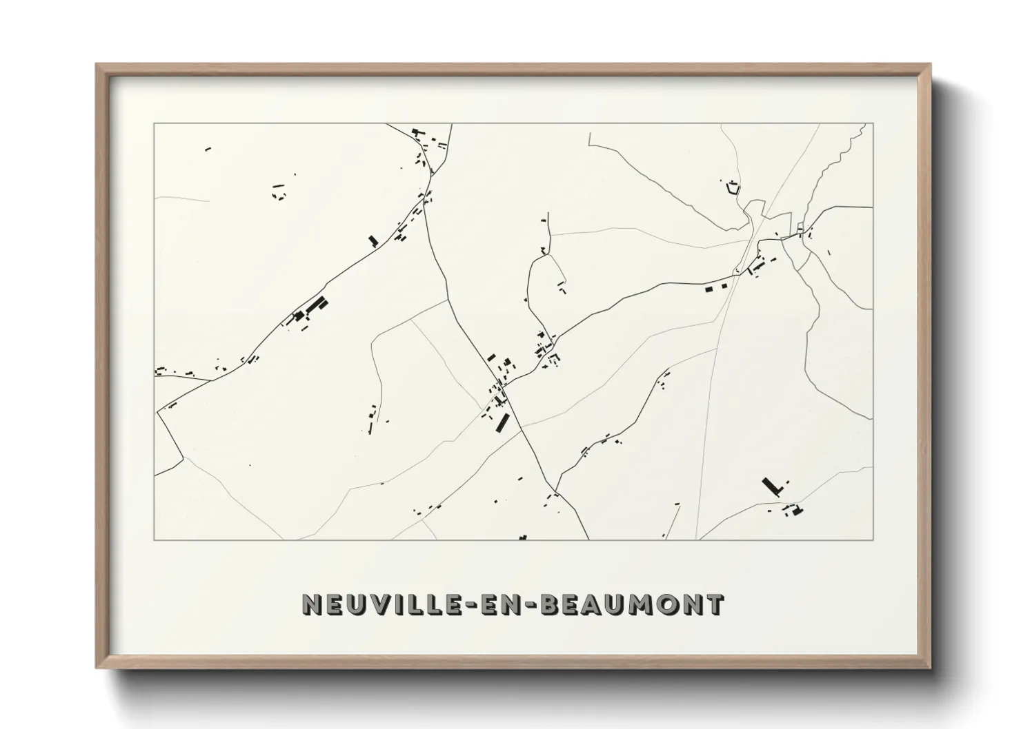 Une affiche de carte sur Neuville-en-Beaumont