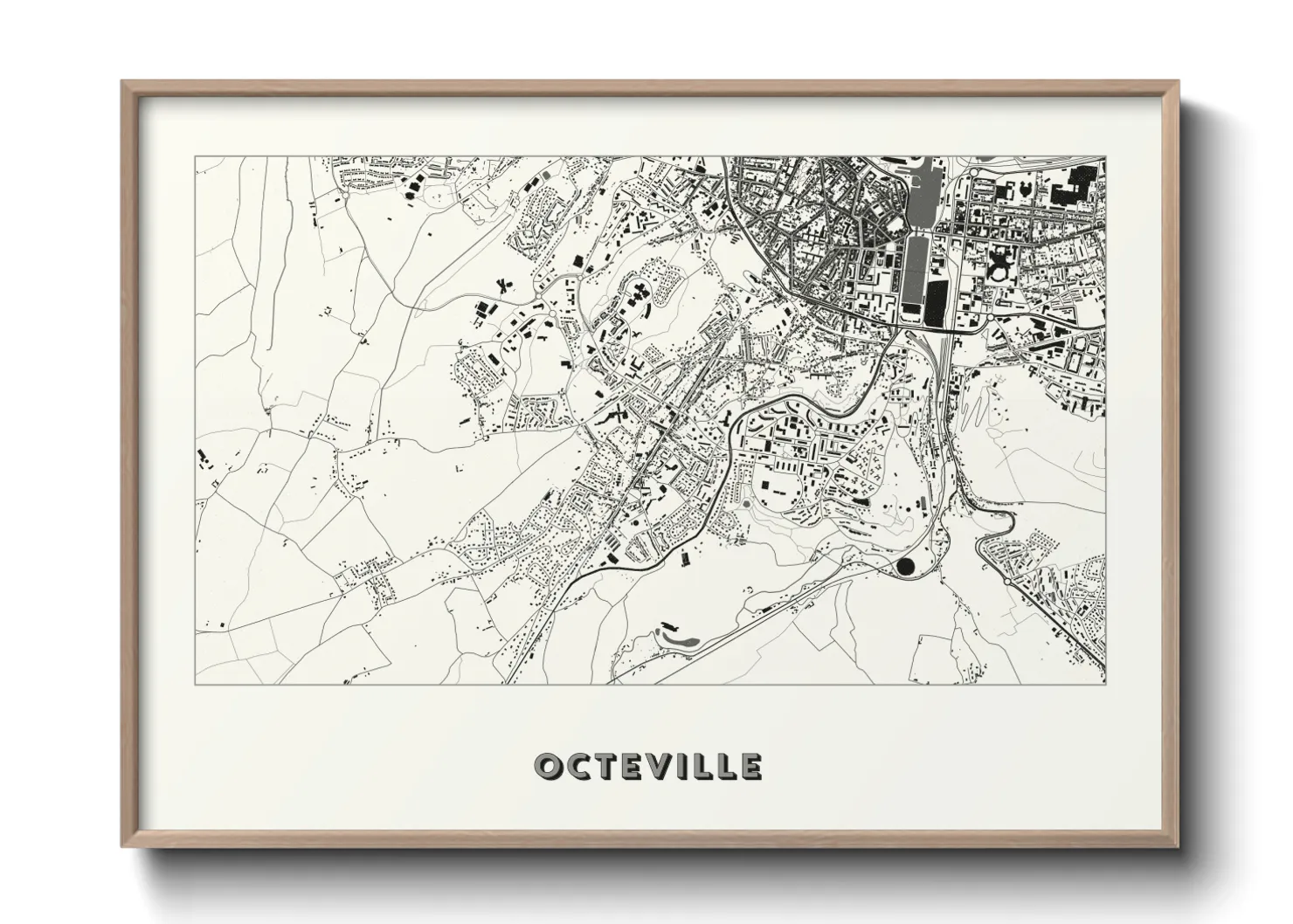 Une affiche de carte sur Octeville