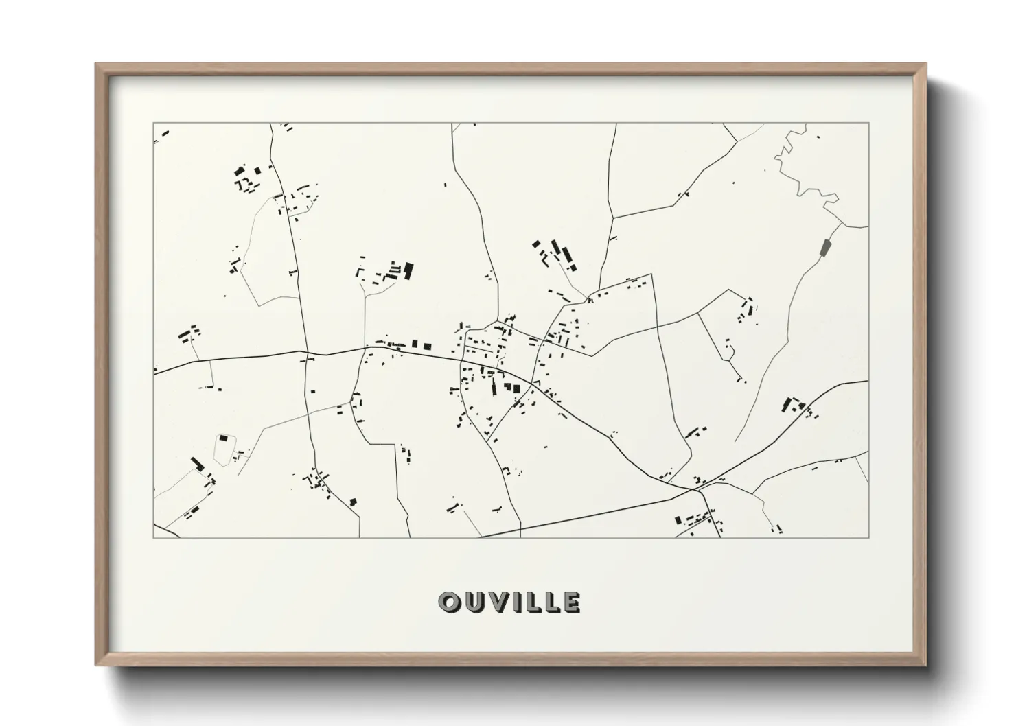 Une affiche de carte sur Ouville