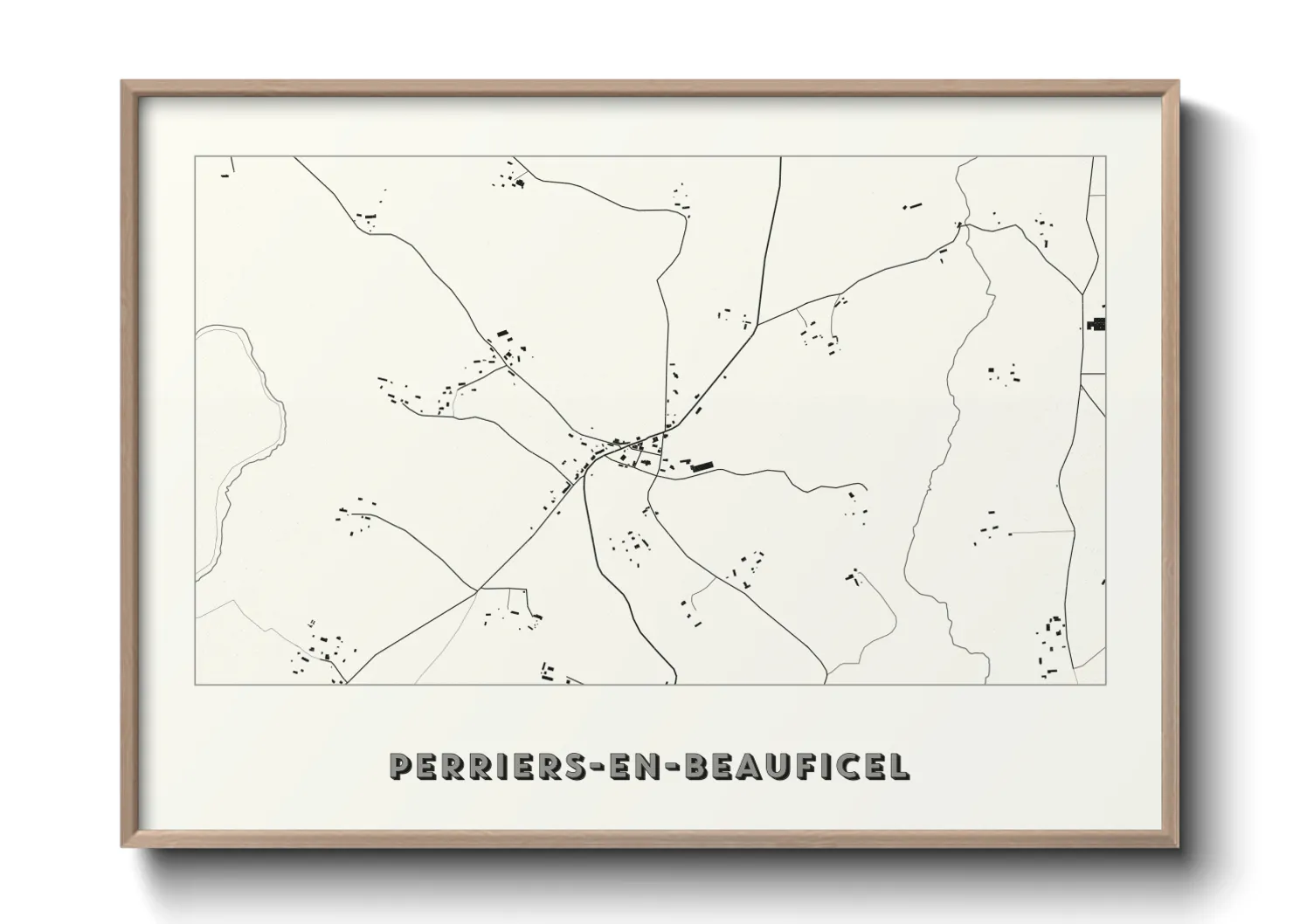 Une affiche de carte sur Perriers-en-Beauficel