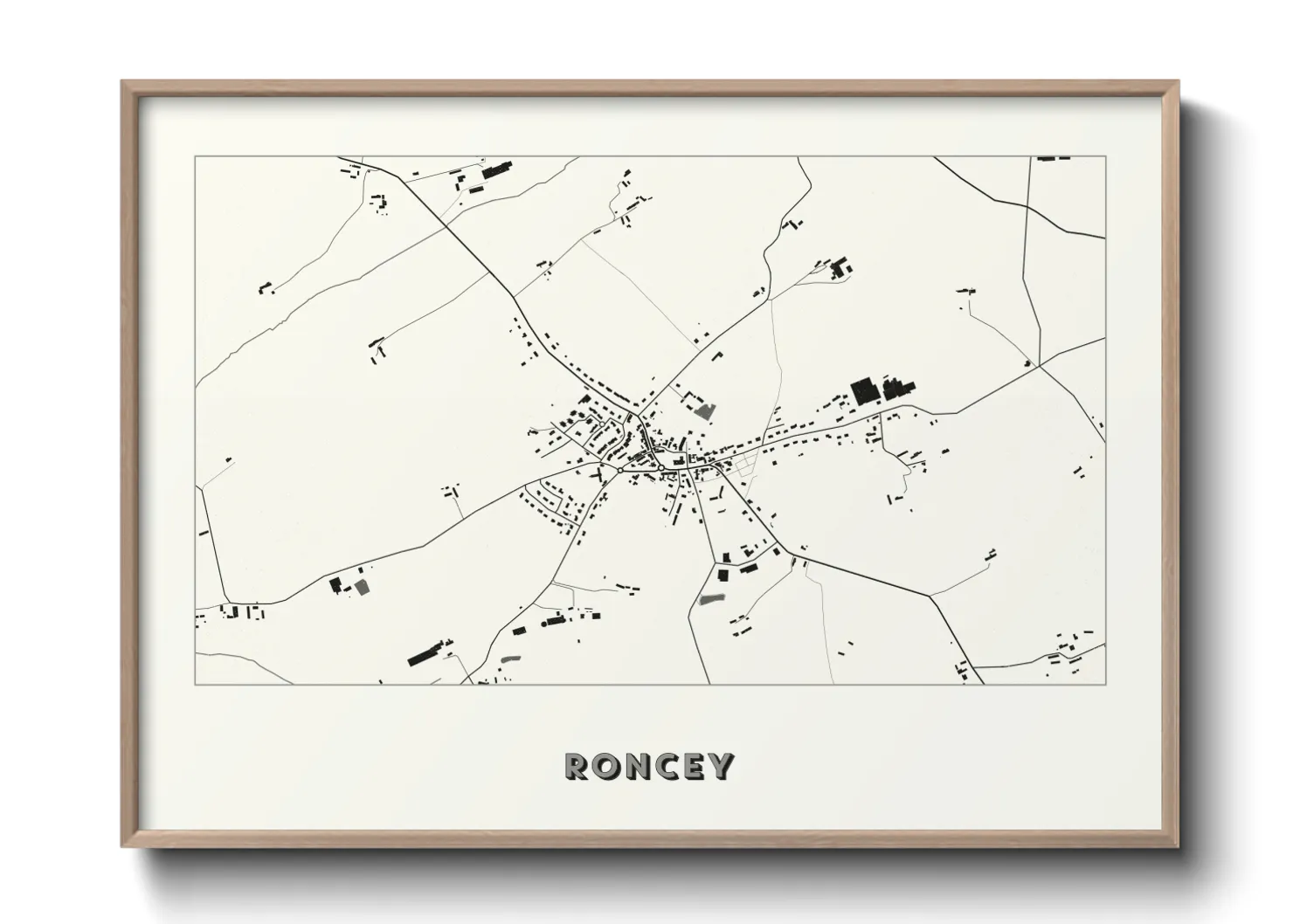Une affiche de carte sur Roncey