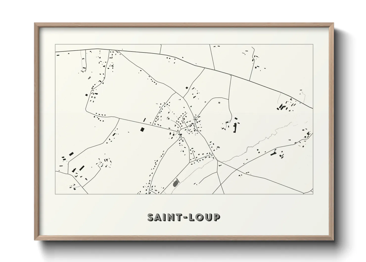 Une affiche de carte sur Saint-Loup