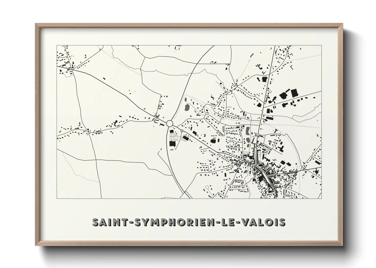 Une affiche de carte sur Saint-Symphorien-le-Valois