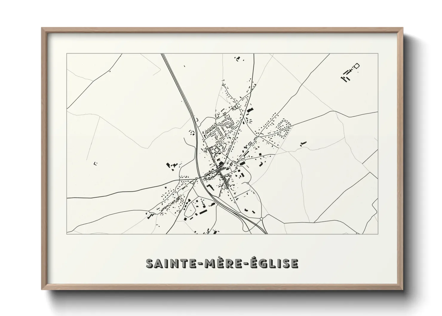 Une affiche de carte sur Sainte-Mère-Église