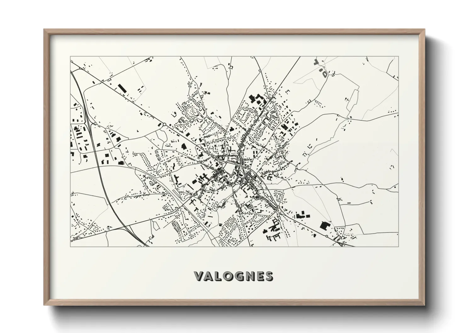 Une affiche de carte sur Valognes