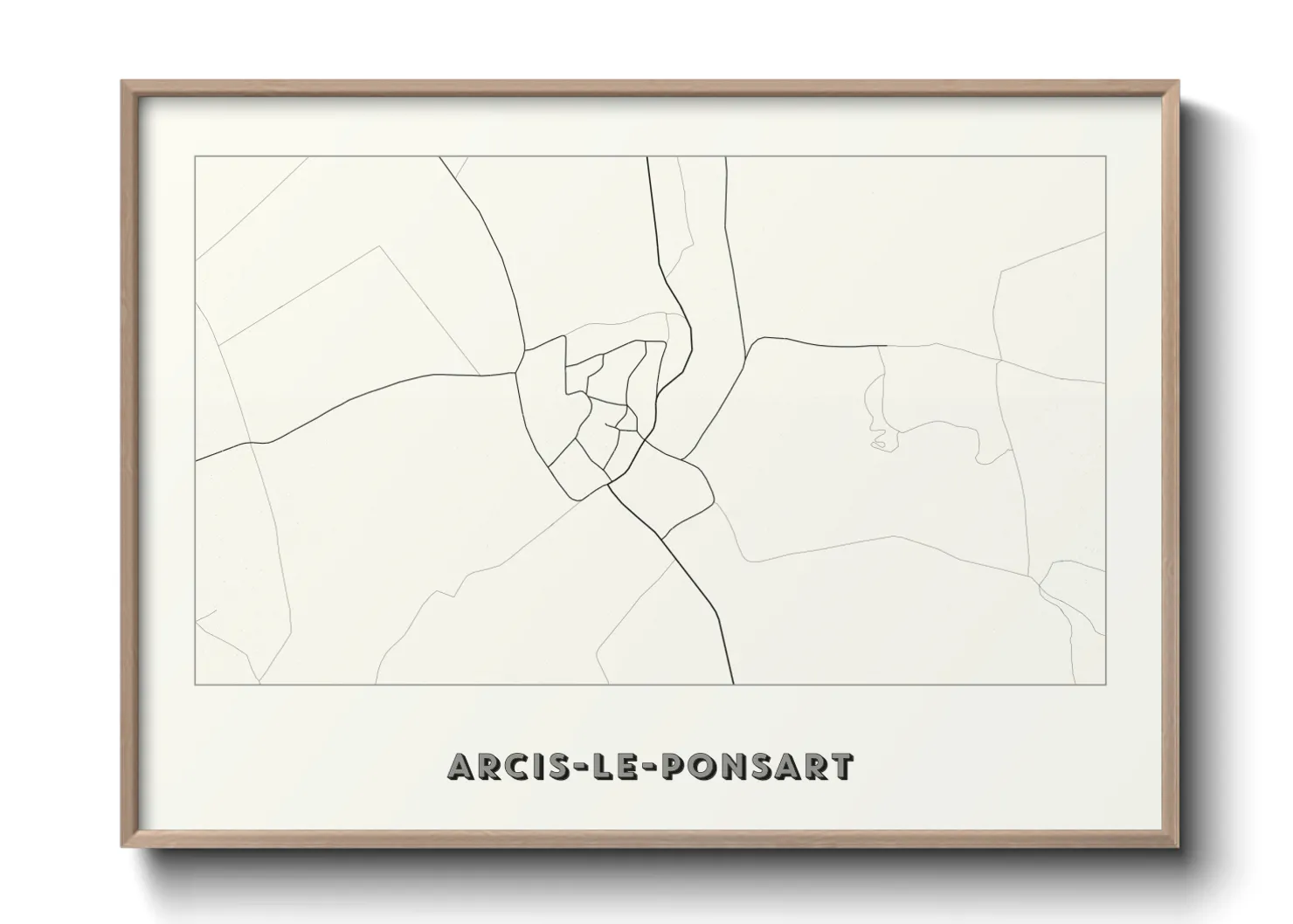 Une affiche de carte sur Arcis-le-Ponsart