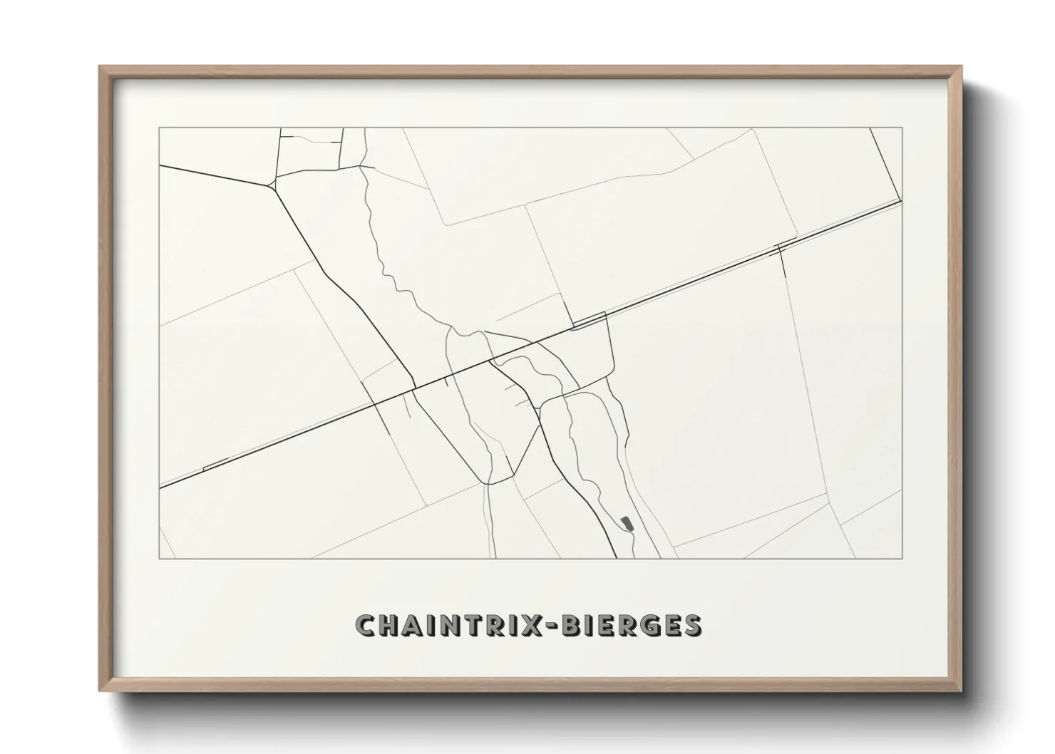 Une affiche de carte sur Chaintrix-Bierges