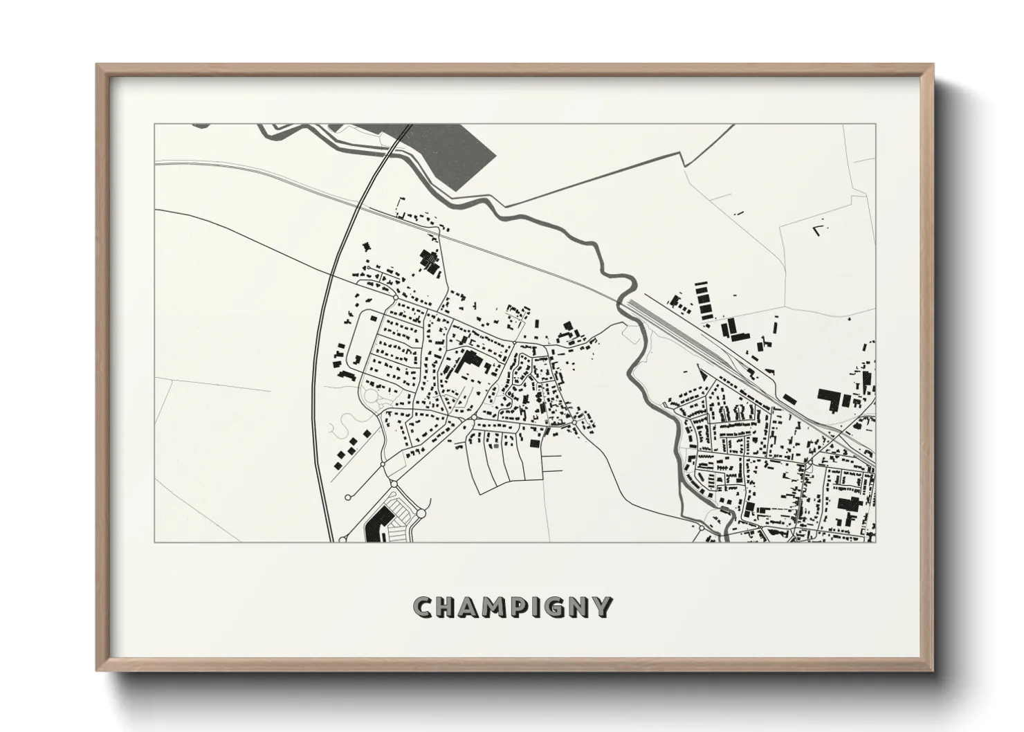 Une affiche de carte sur Champigny