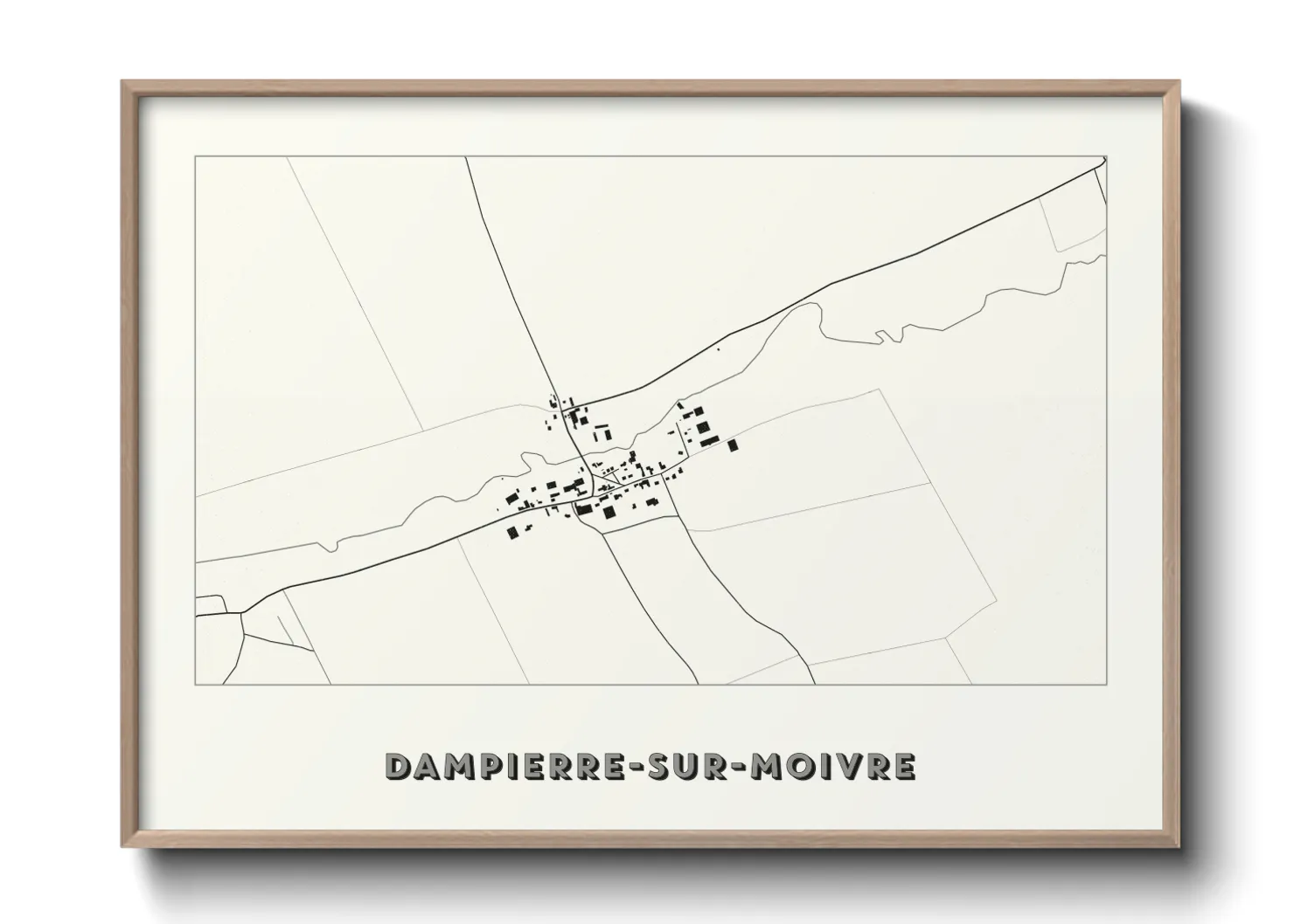 Une affiche de carte sur Dampierre-sur-Moivre