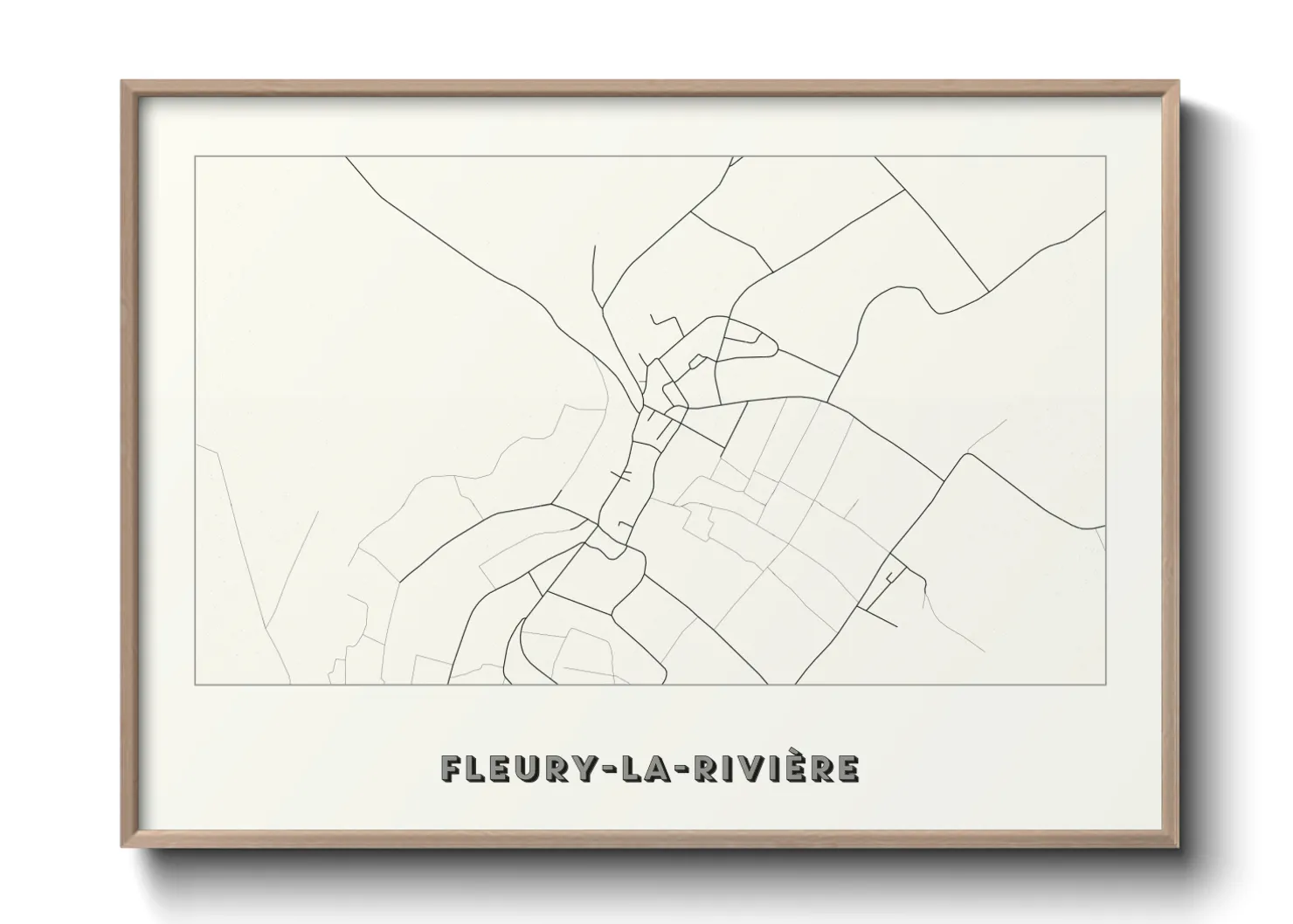 Une affiche de carte sur Fleury-la-Rivière
