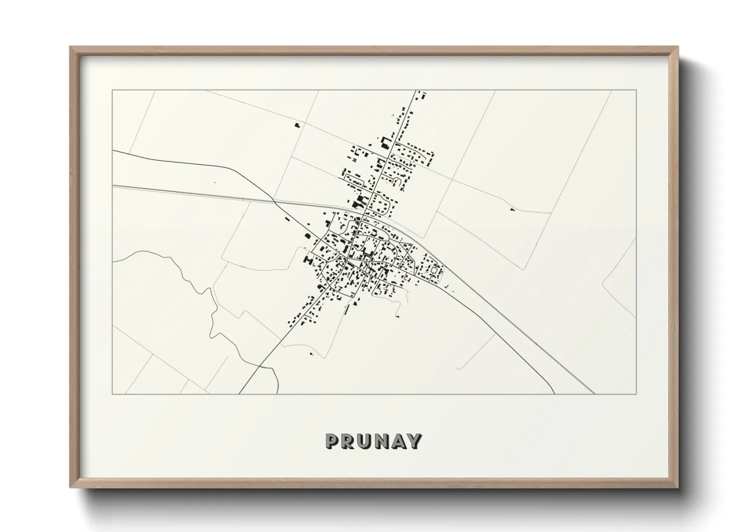 Une affiche de carte sur Prunay