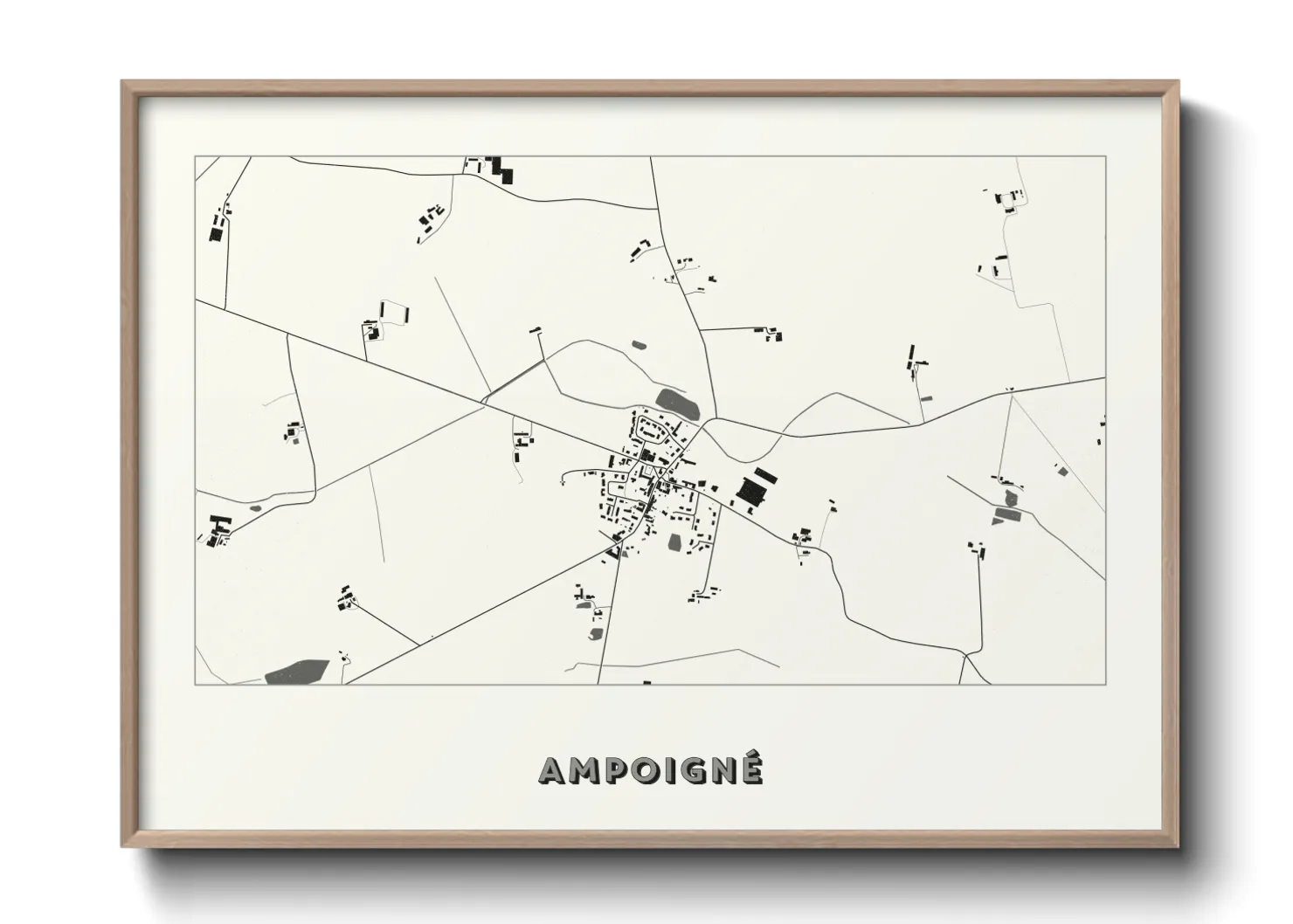 Une affiche de carte sur Ampoigné