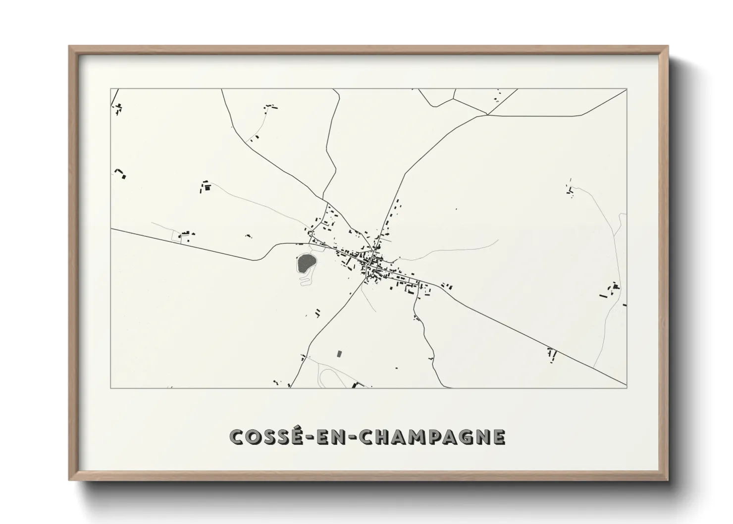 Une affiche de carte sur Cossé-en-Champagne