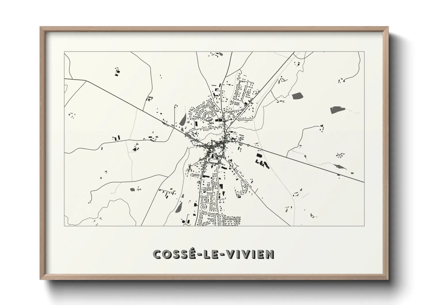 Une affiche de carte sur Cossé-le-Vivien