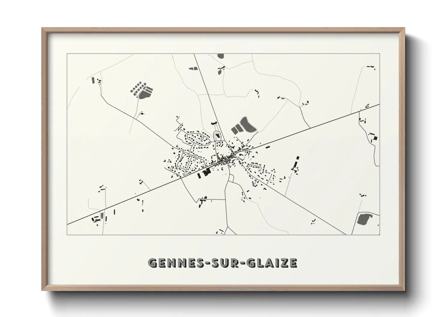 Une affiche de carte sur Gennes-sur-Glaize