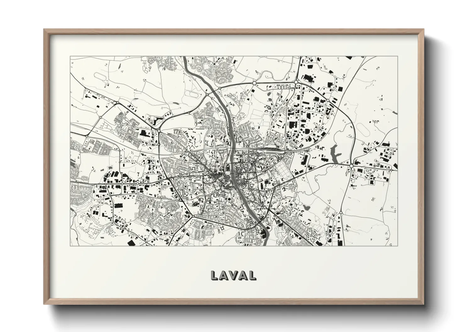 Une affiche de carte sur Laval