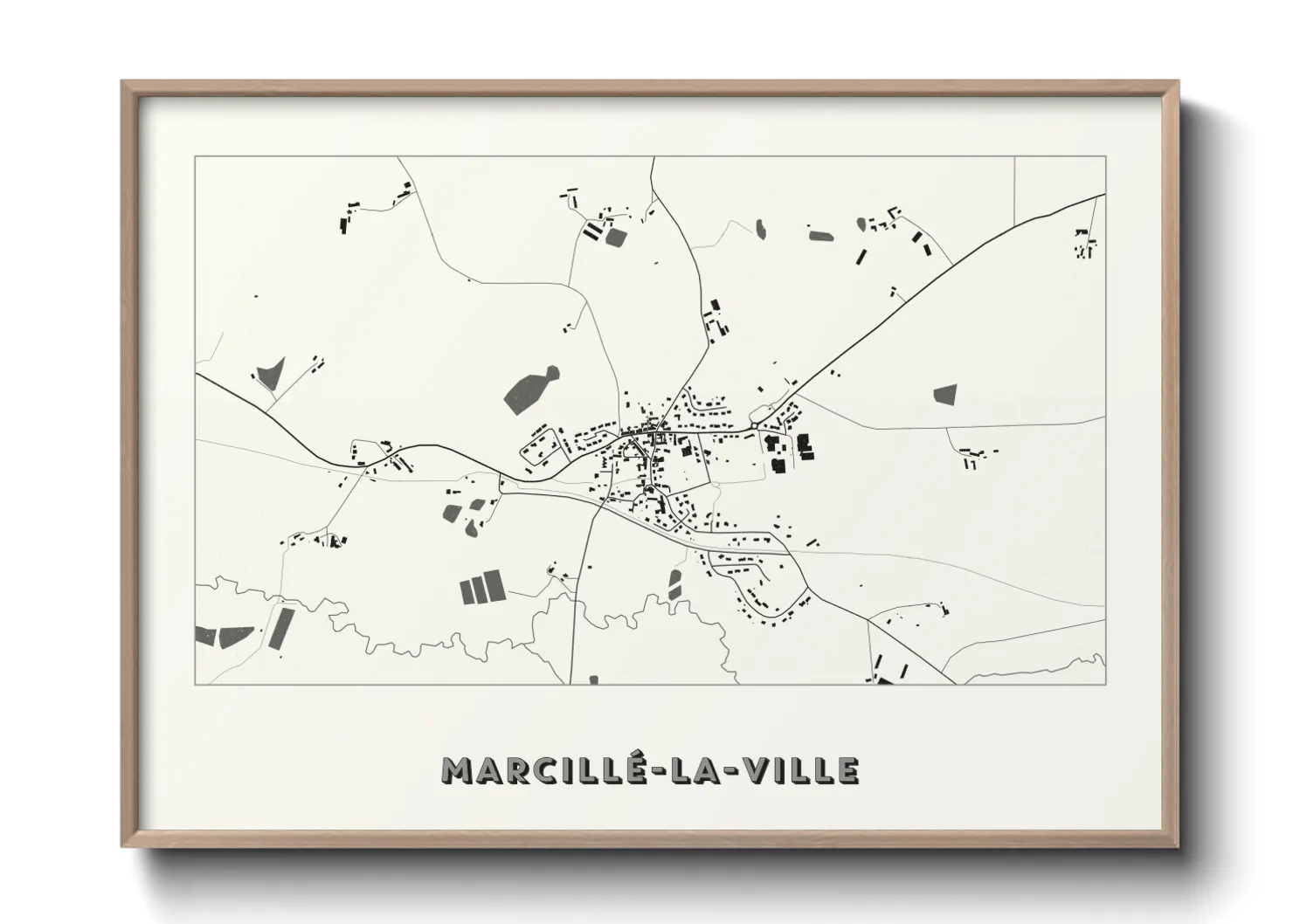 Une affiche de carte sur Marcillé-la-Ville
