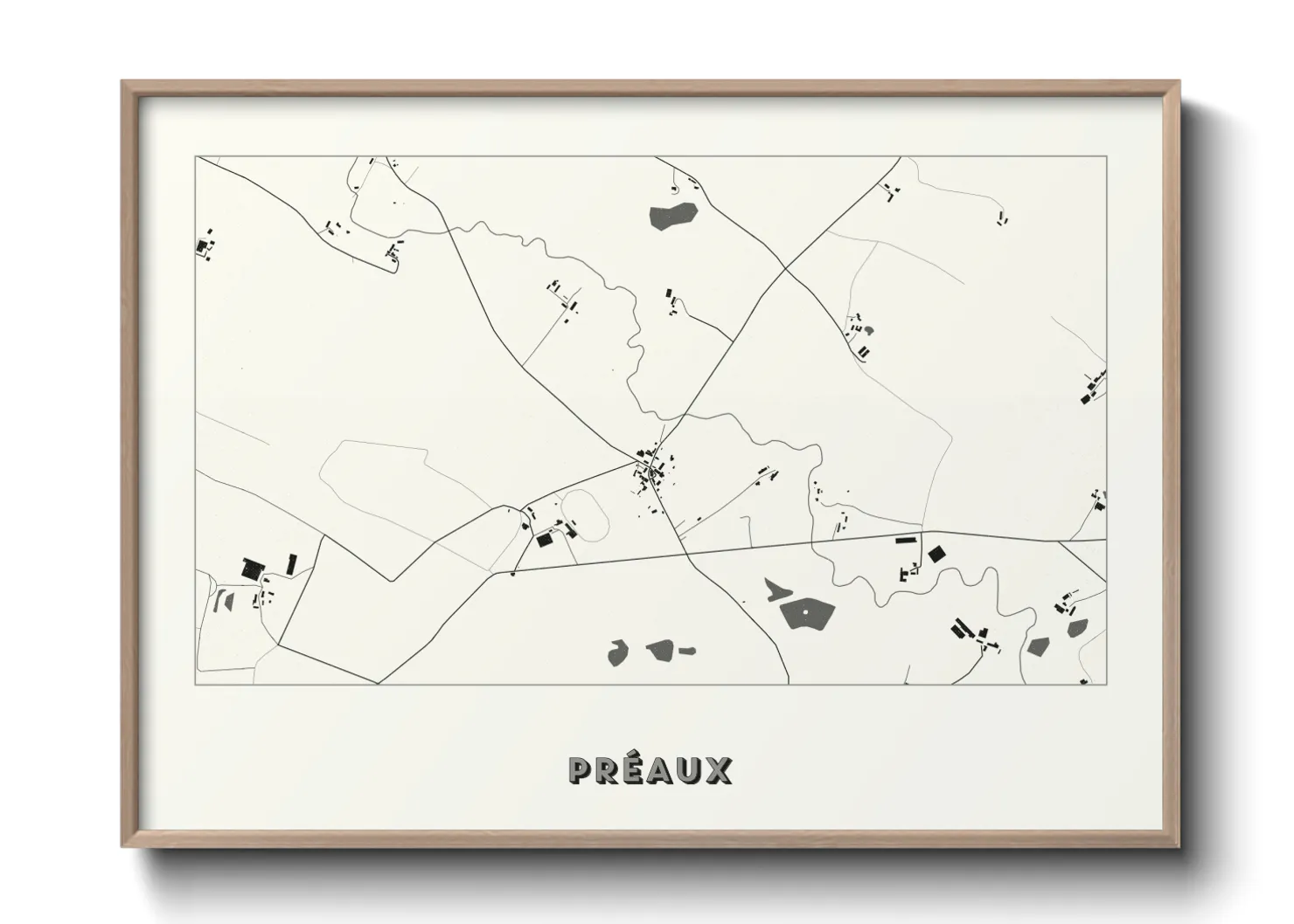 Une affiche de carte sur Préaux