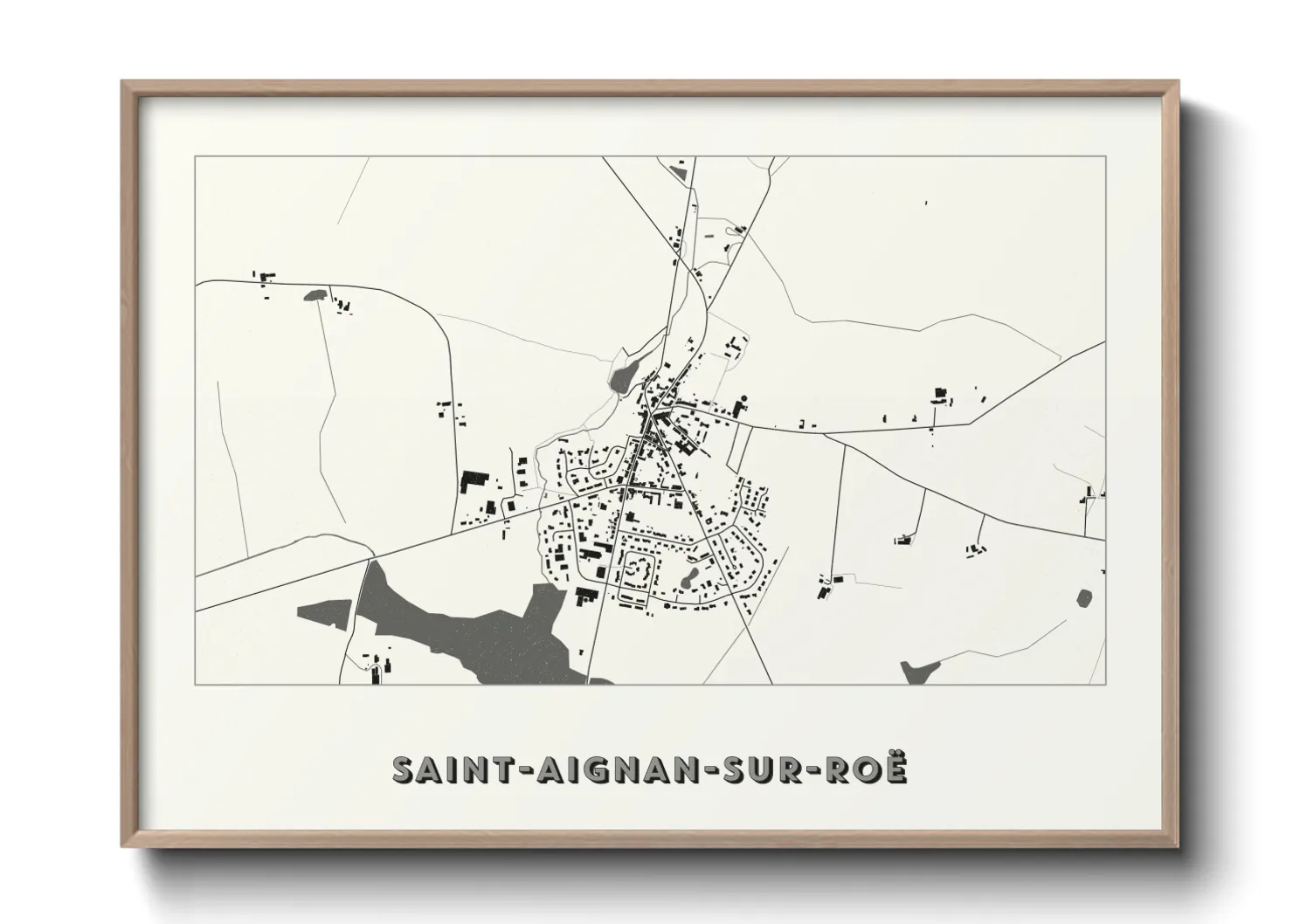 Une affiche de carte sur Saint-Aignan-sur-Roë