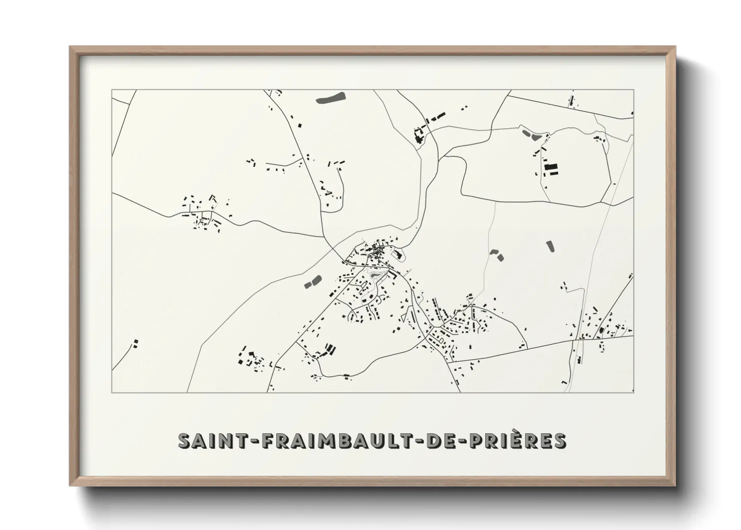 Une affiche de carte sur Saint-Fraimbault-de-Prières