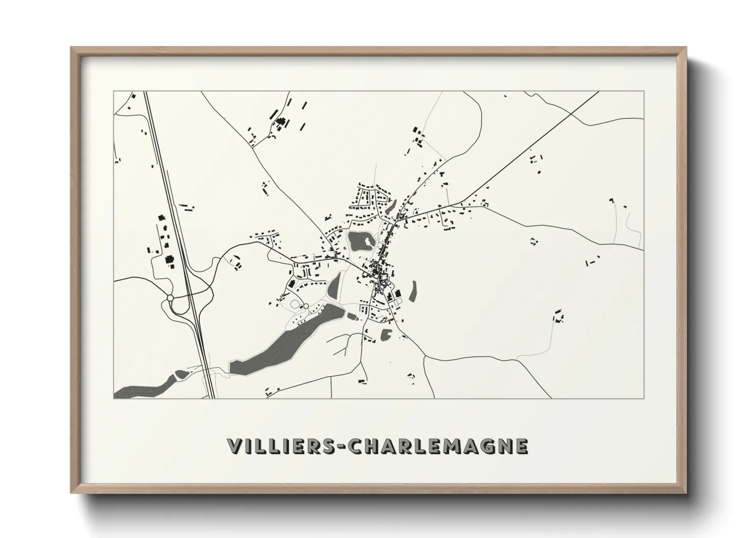 Une affiche de carte sur Villiers-Charlemagne