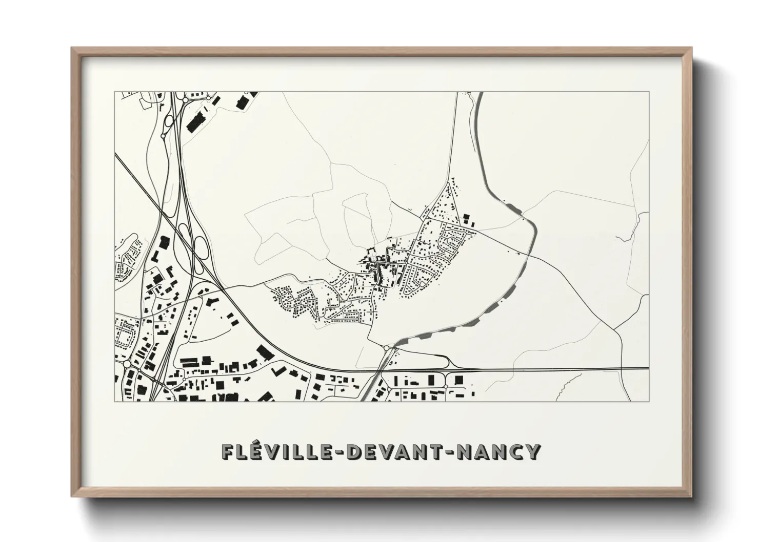Une affiche de carte sur Fléville-devant-Nancy