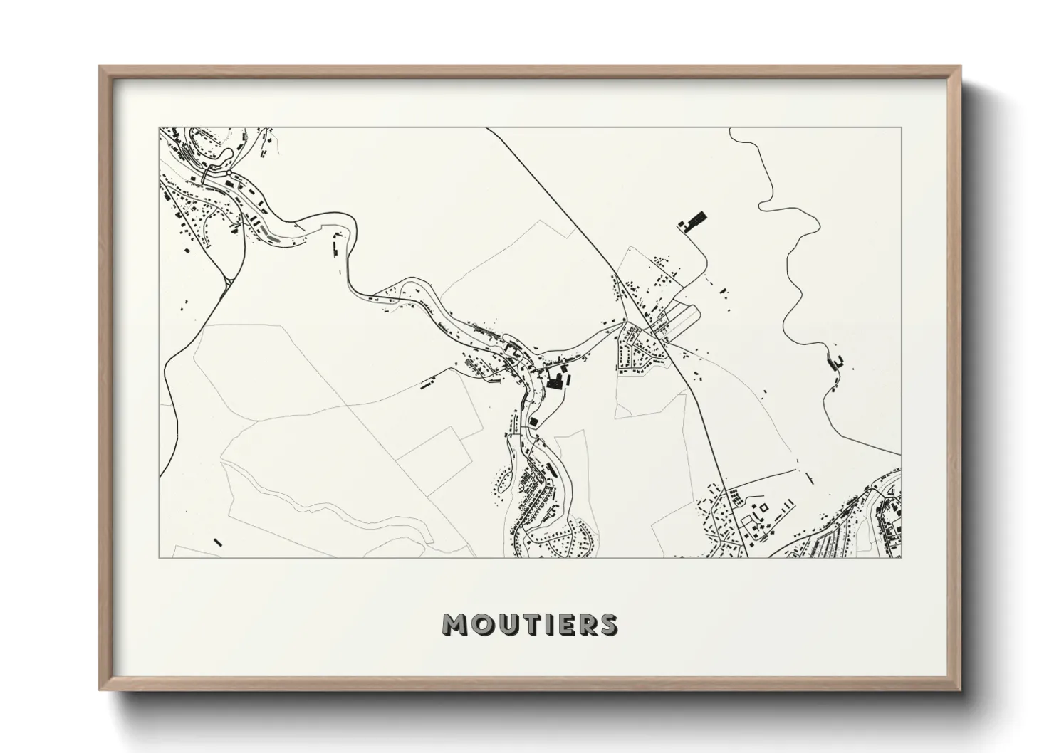Une affiche de carte sur Moutiers