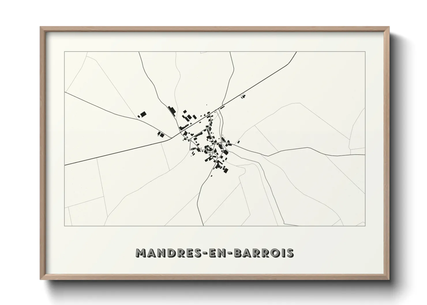Une affiche de carte sur Mandres-en-Barrois