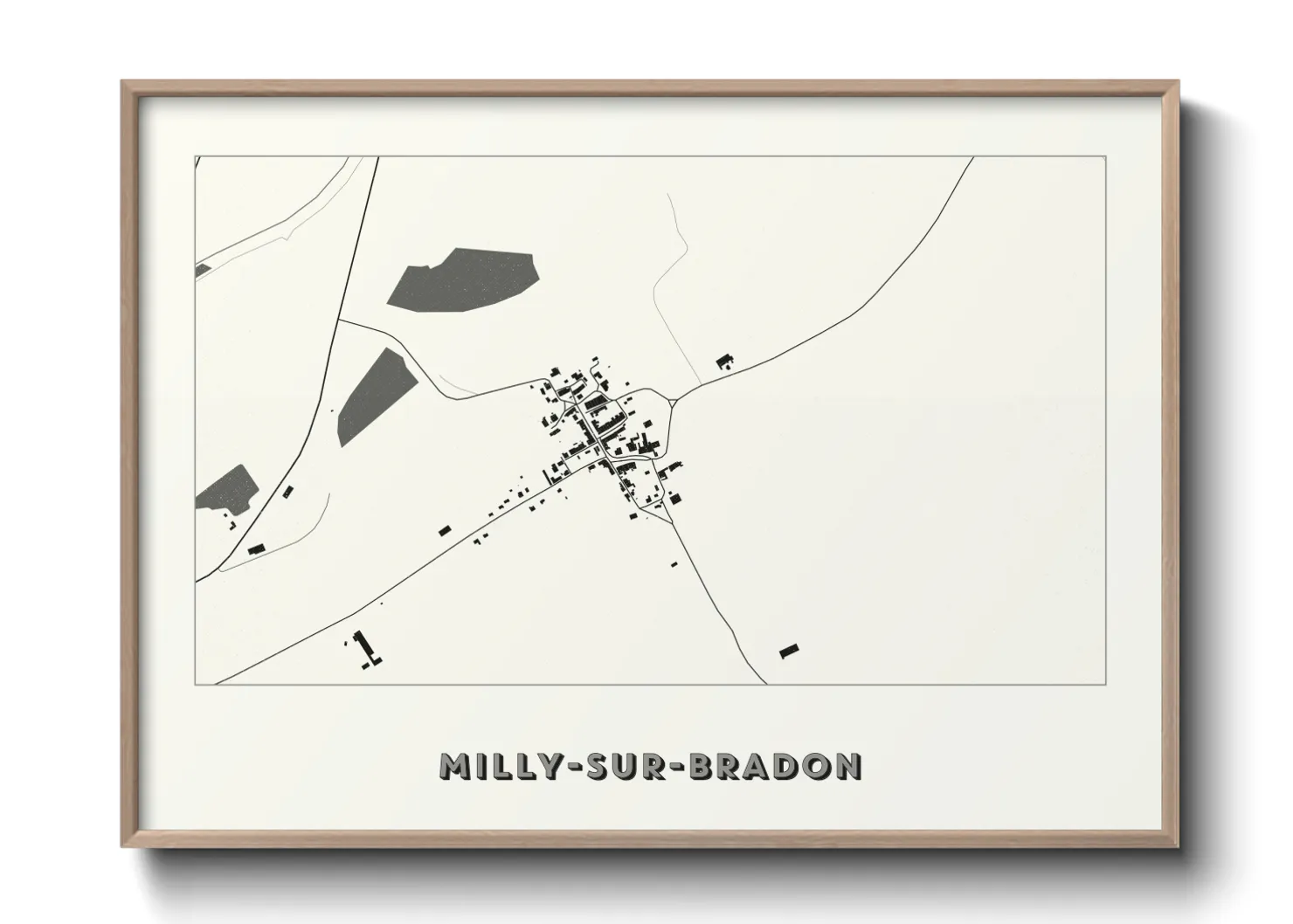 Une affiche de carte sur Milly-sur-Bradon