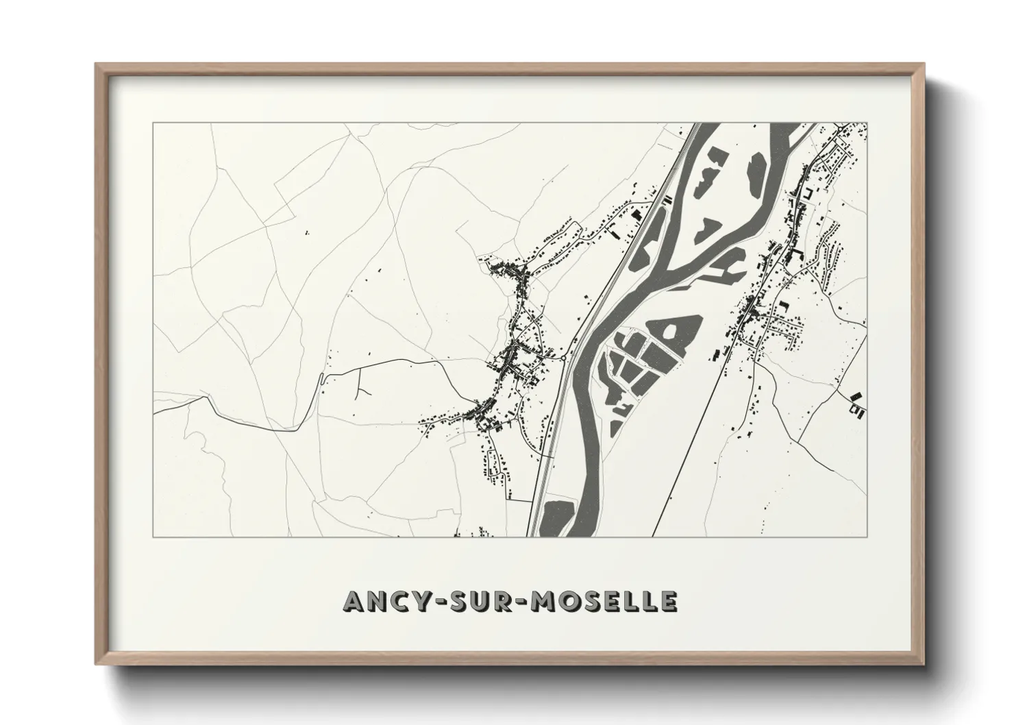 Une affiche de carte sur Ancy-sur-Moselle