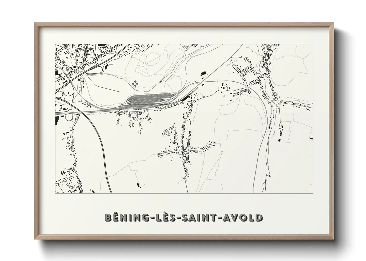 Une affiche de carte sur Béning-lès-Saint-Avold