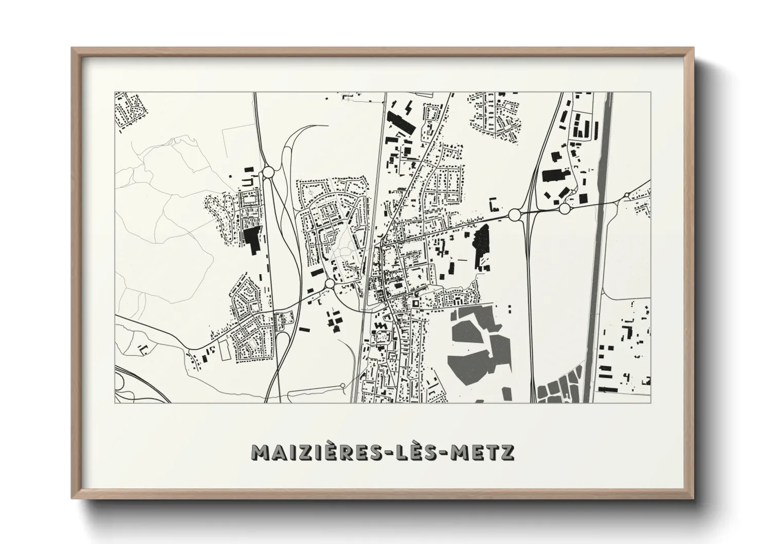 Une affiche de carte sur Maizières-lès-Metz