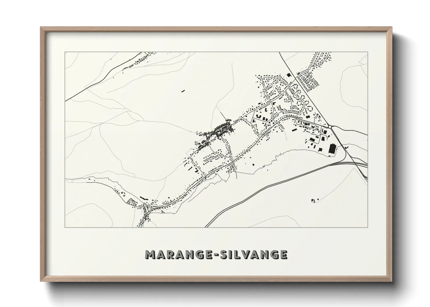 Une affiche de carte sur Marange-Silvange