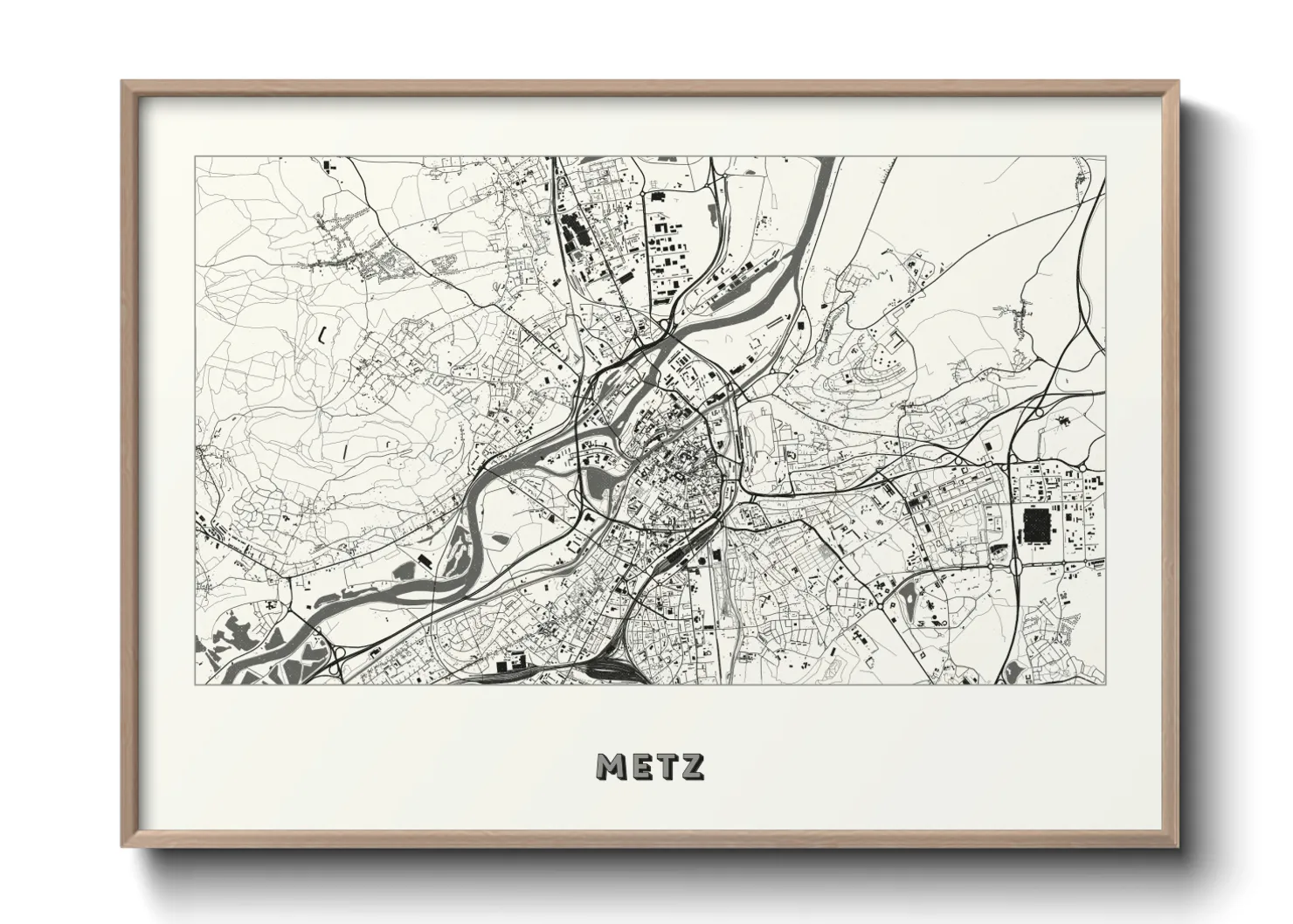 Une affiche de carte sur Metz