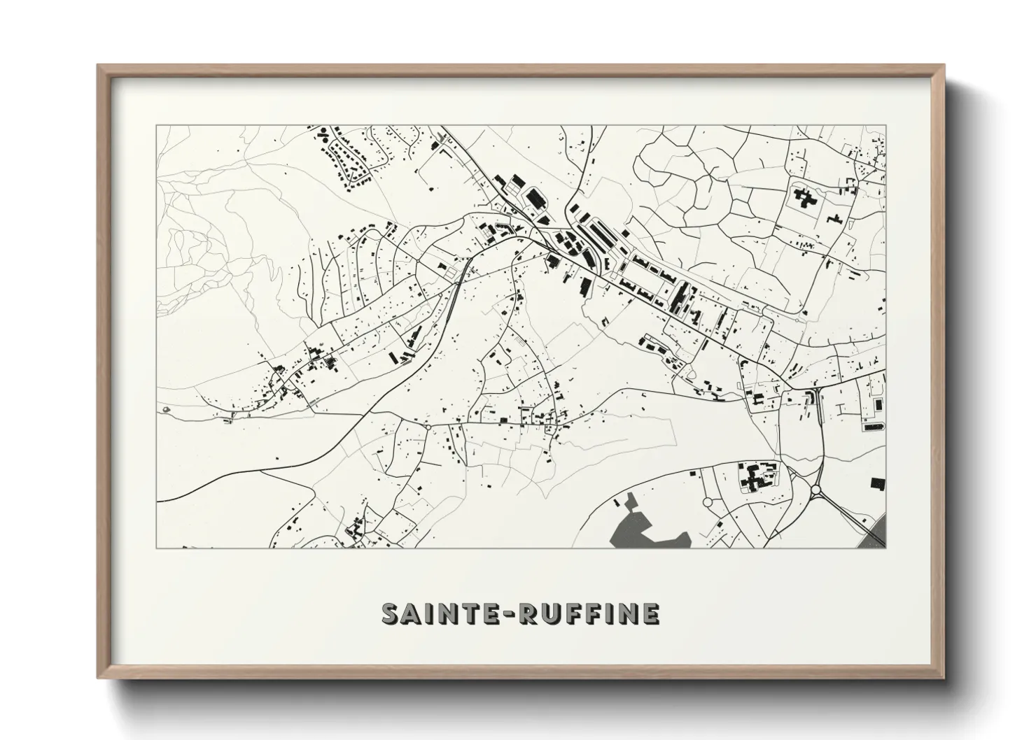 Une affiche de carte sur Sainte-Ruffine