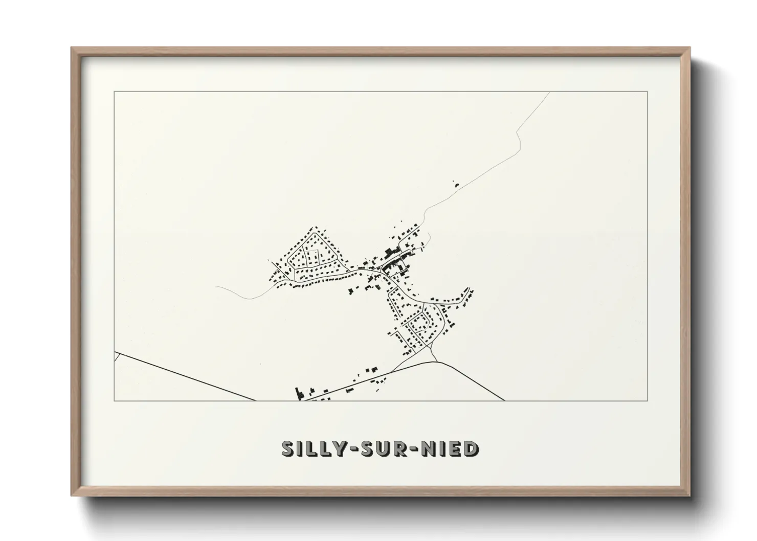 Une affiche de carte sur Silly-sur-Nied