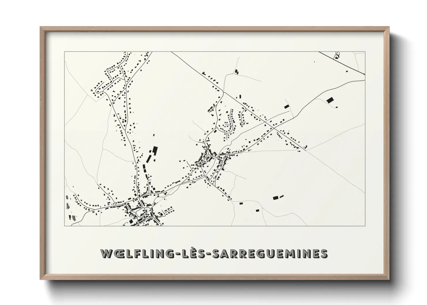 Une affiche de carte sur Wœlfling-lès-Sarreguemines