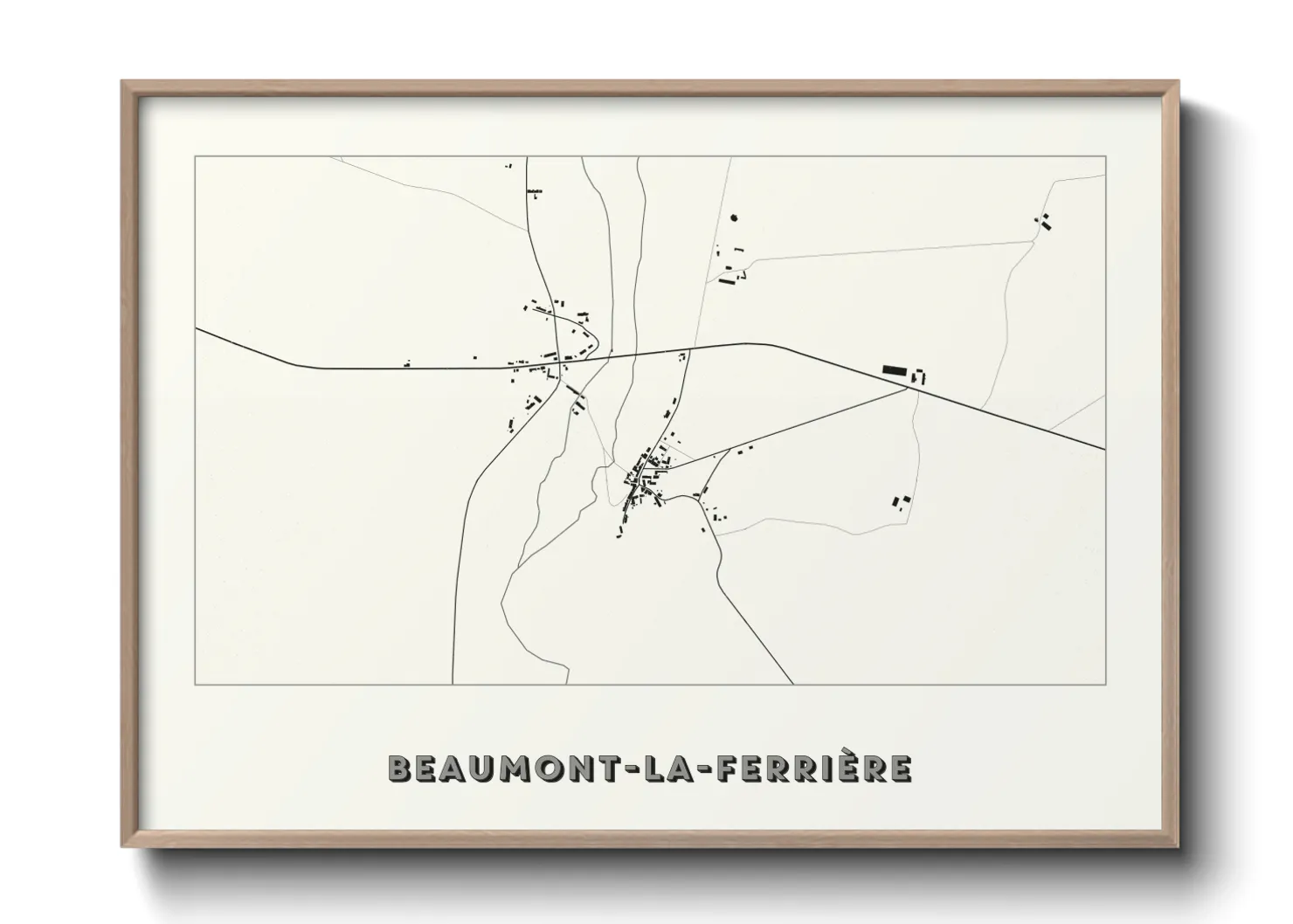 Une affiche de carte sur Beaumont-la-Ferrière