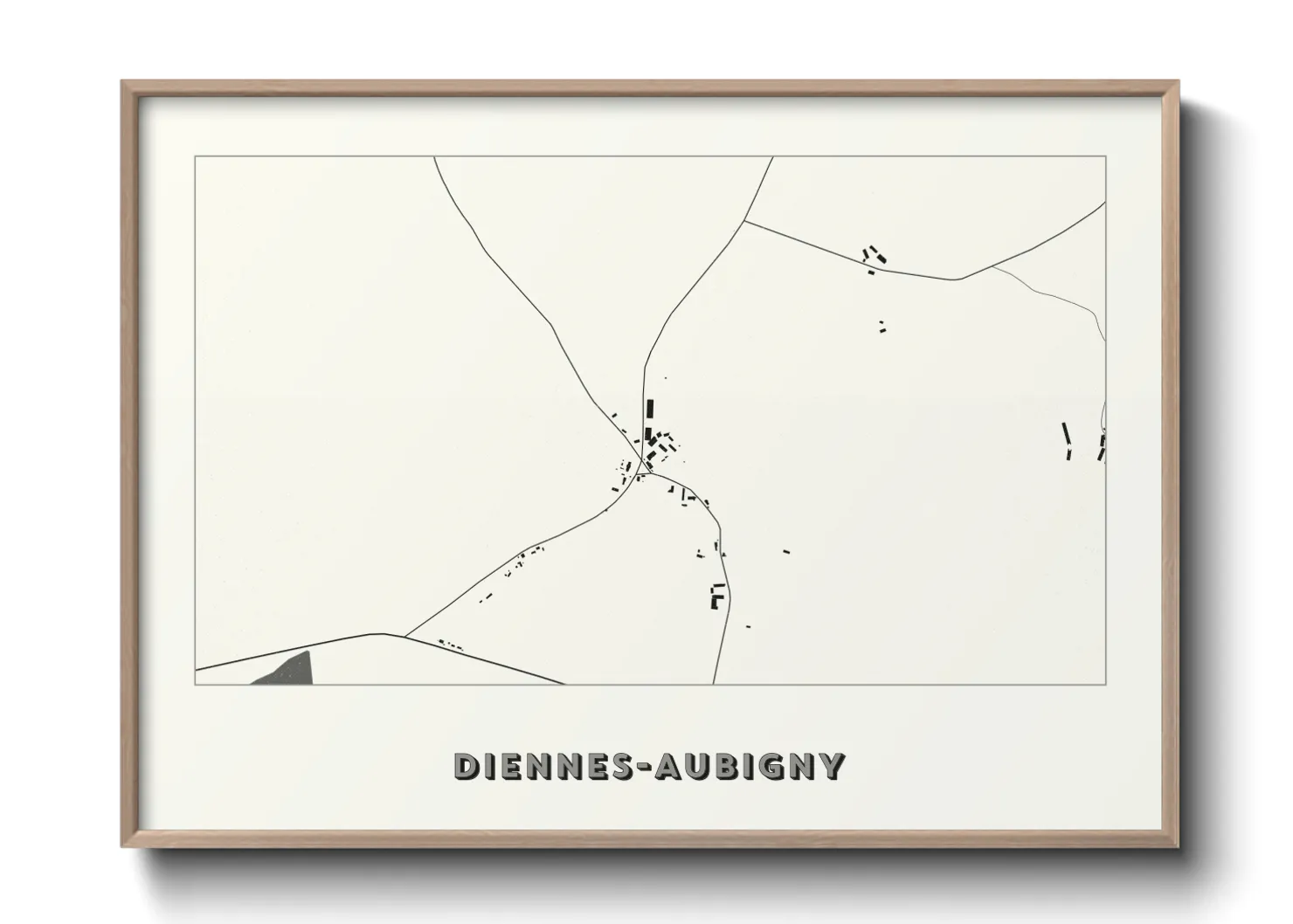 Une affiche de carte sur Diennes-Aubigny