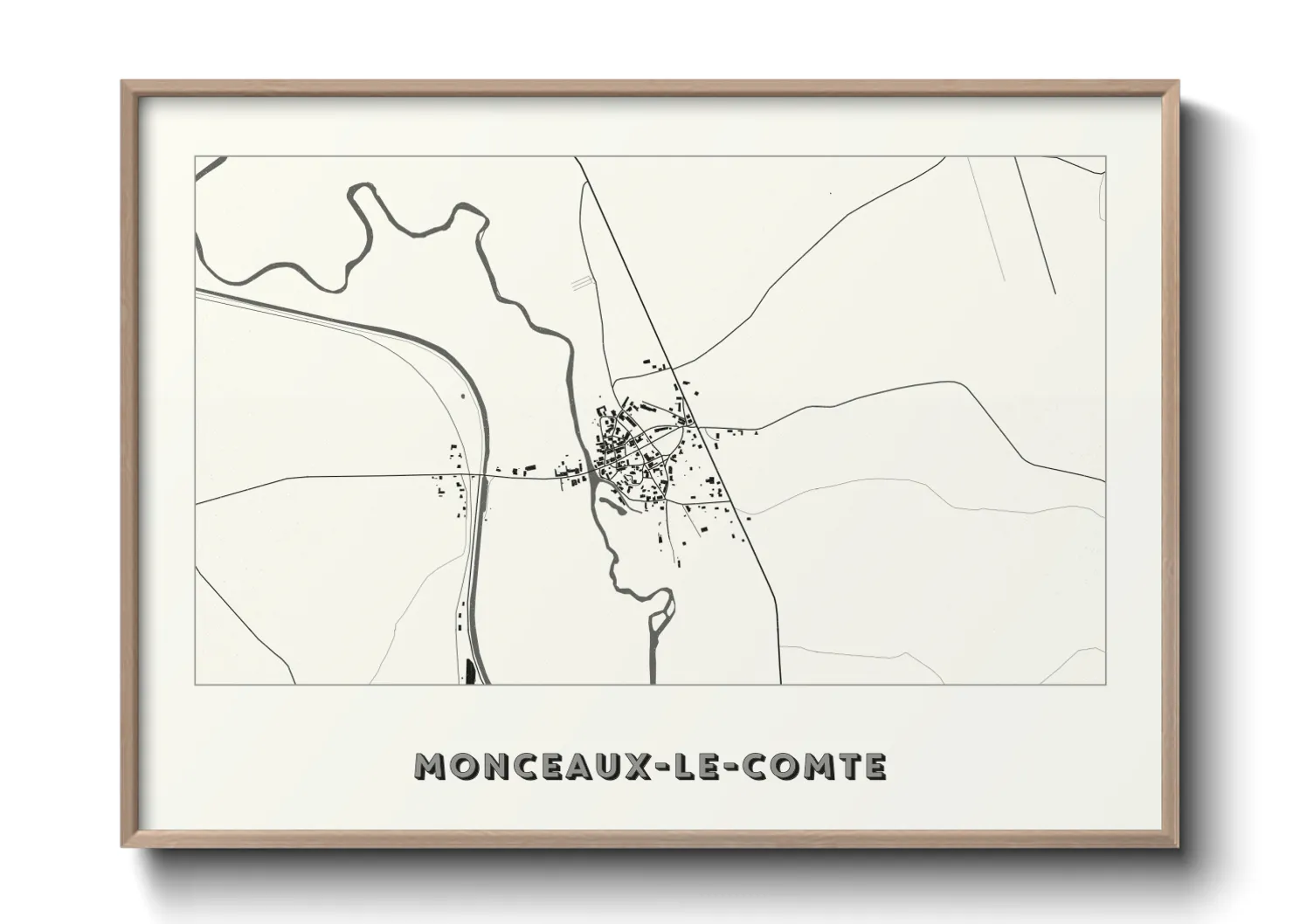 Une affiche de carte sur Monceaux-le-Comte