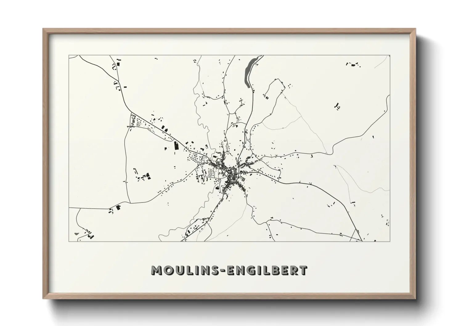 Une affiche de carte sur Moulins-Engilbert