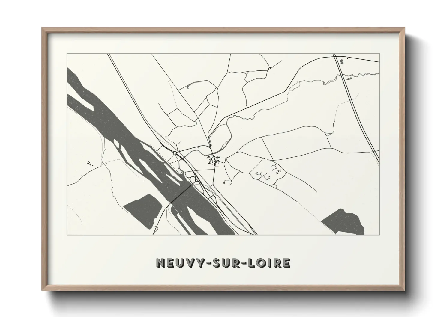 Une affiche de carte sur Neuvy-sur-Loire