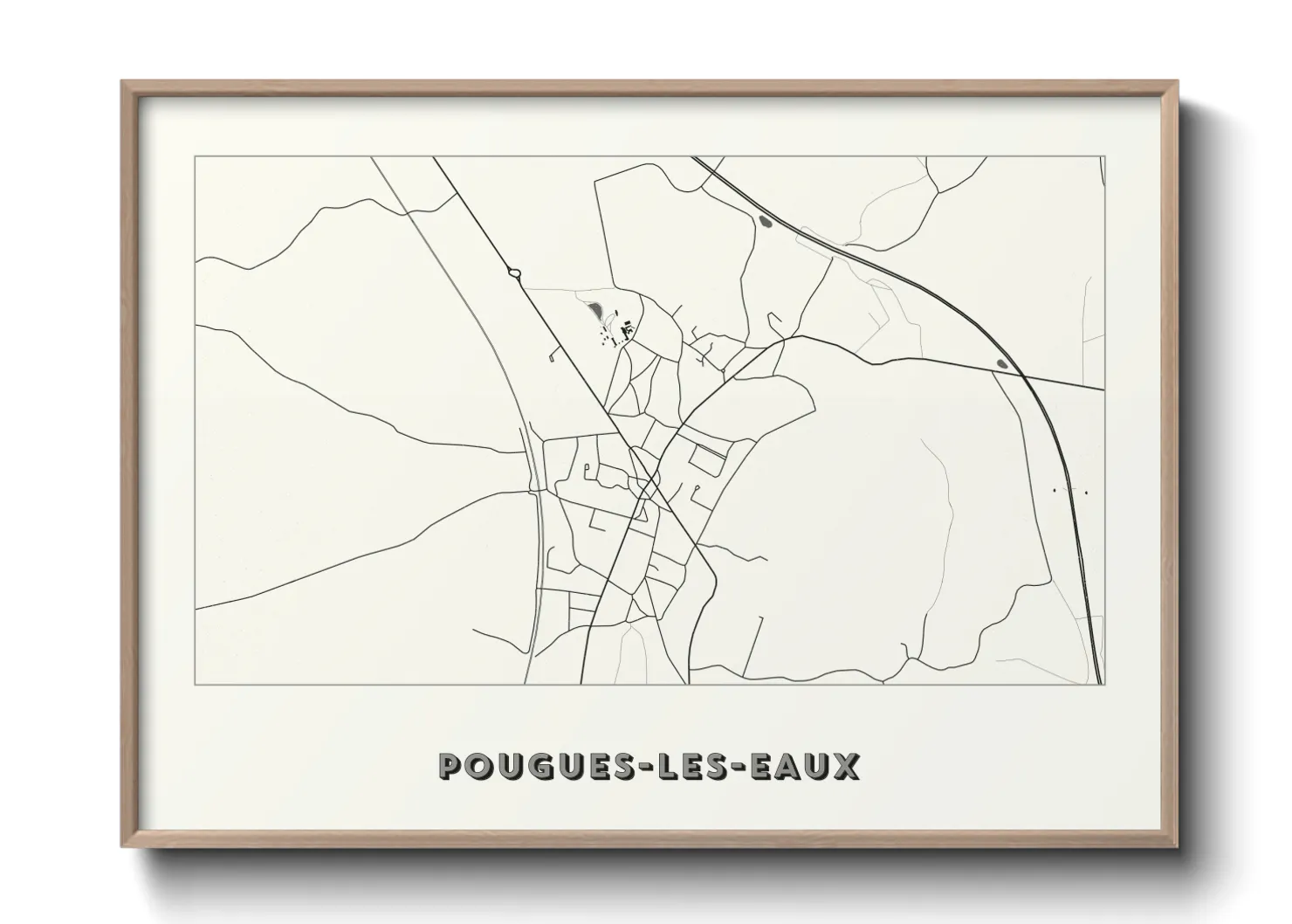 Une affiche de carte sur Pougues-les-Eaux